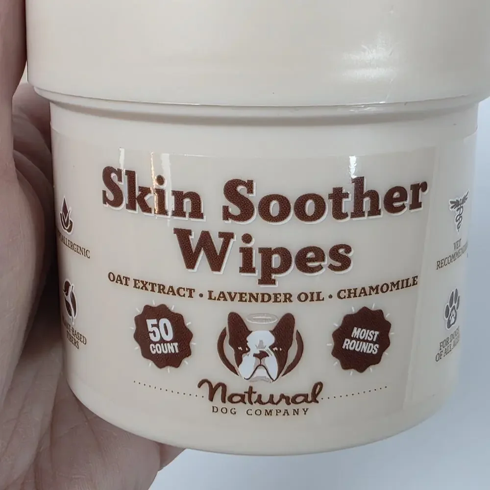 Natural Dog Company Skin Soother Wipes 50 Ct 2 Pack Oat Lavender Chamomile